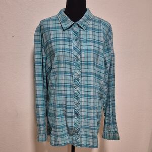 Basic Editions Women's Flannel Shirt Sz 3X 100% Cotton Gently Loved